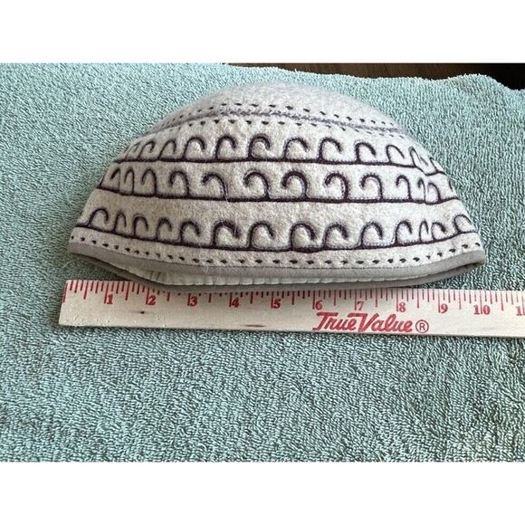 Kyrgyzstan Sheep Wool Beanie Beige And Brown Winter Hat Tumar Art Group - Picture 6 of 8